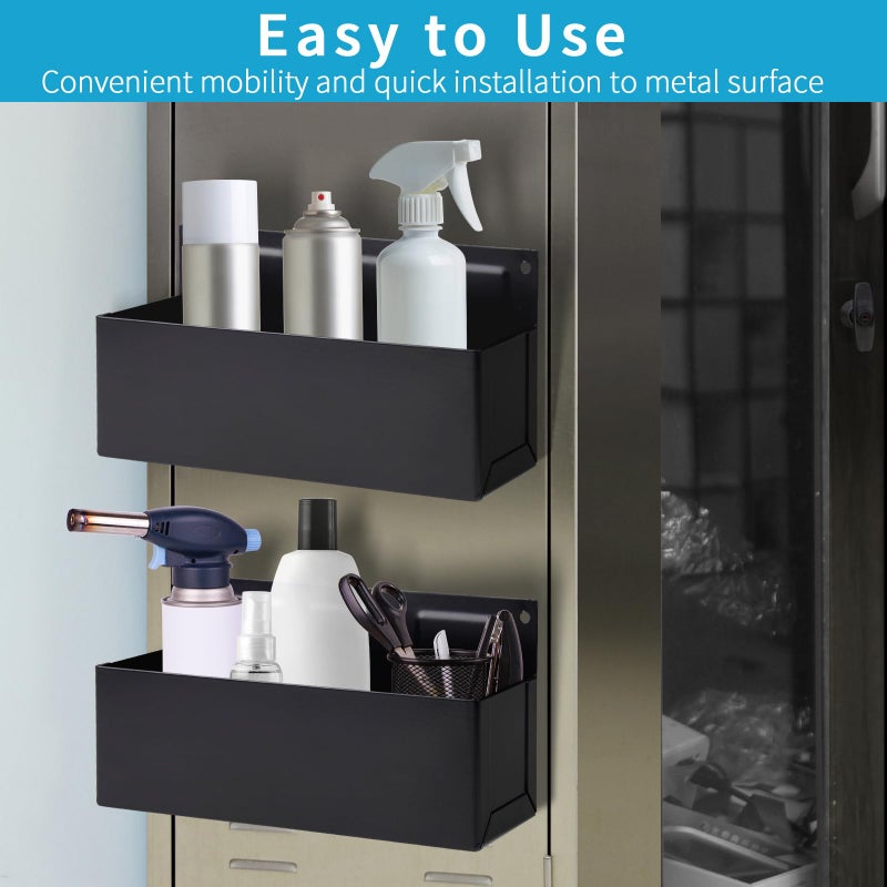 Rechabite Magnetic Aerosol Spray Can Holder  Magnet Toolbox Bottle Holder  Tool Box Storage Rack for Garage and Home  Craft Workspace  Mechanic Paint Bottle Can Organizer  Black  3""x8.3"" - Image 4